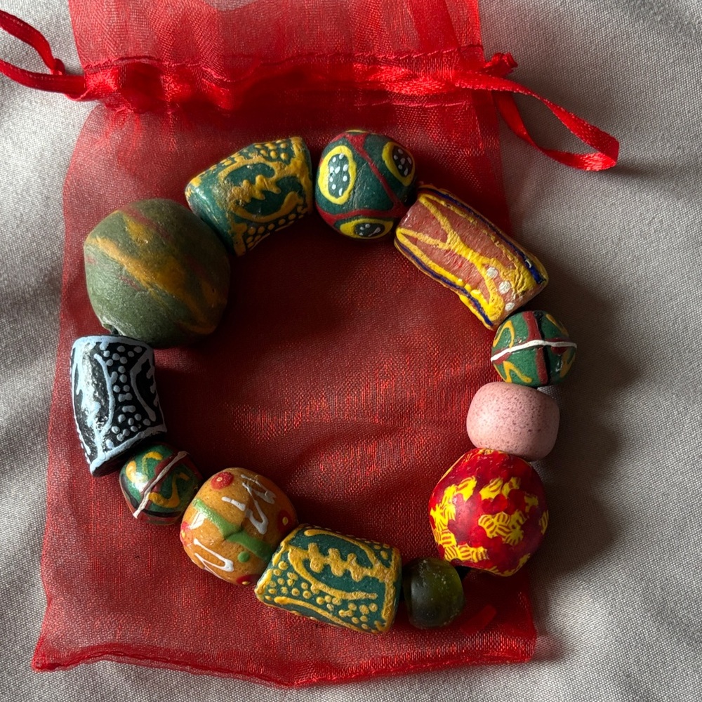 Colorful Bracelet of Ghana Krobo Beads